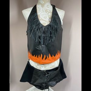 NWT Leather top & short set